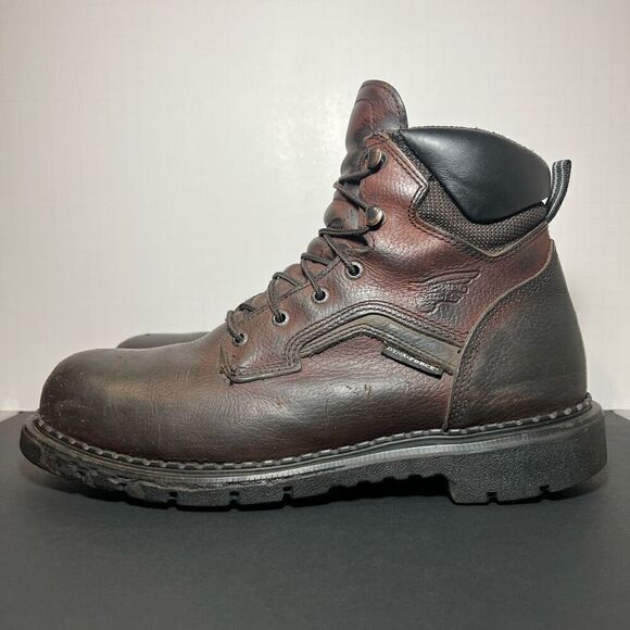 Mens RED WING Dyna-Force Brown Leather Steel Toe EH Ankle Boots / Size 12 Medium - Picture 3 of 10